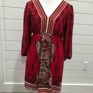 Red print dress